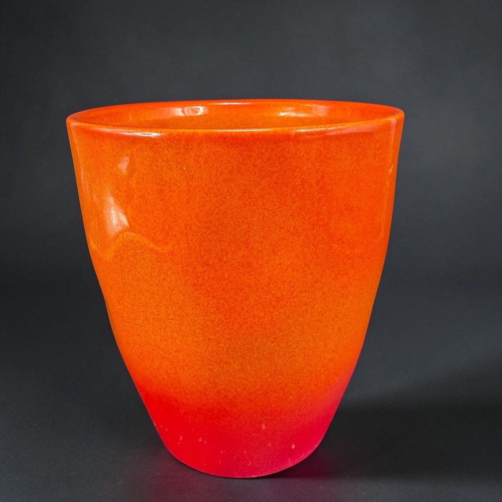 Germany Ceramic Orchid Planter Pot Orange Red Gradient Glaze 5.5in Vessel 664-14